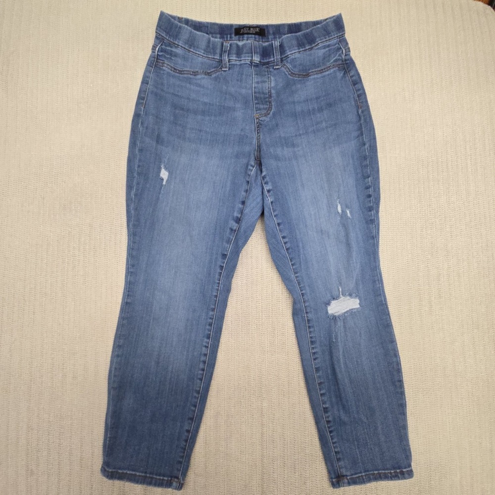 Judy Blue Jeans Womens 14W Blue Distressed Pull On Jegging Stretch Denim Plus